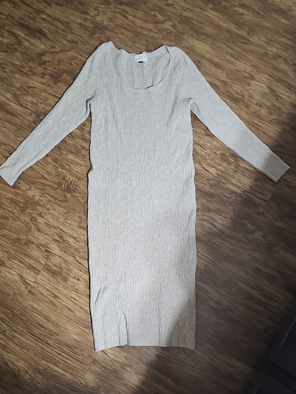 Universal Thread Ribbed Long Sleeve Sweater Midi Dress - Beige